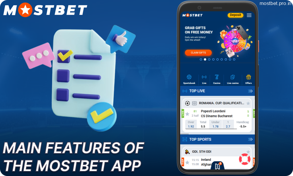 The main features of the Mostbet app for Indian players