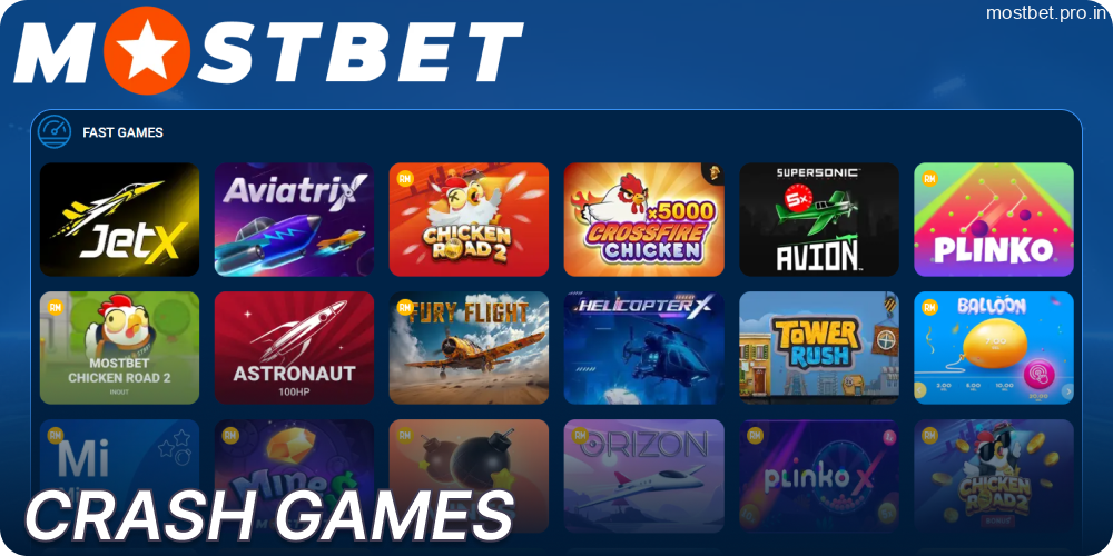 Crash games available on Mostbet for Indian players
