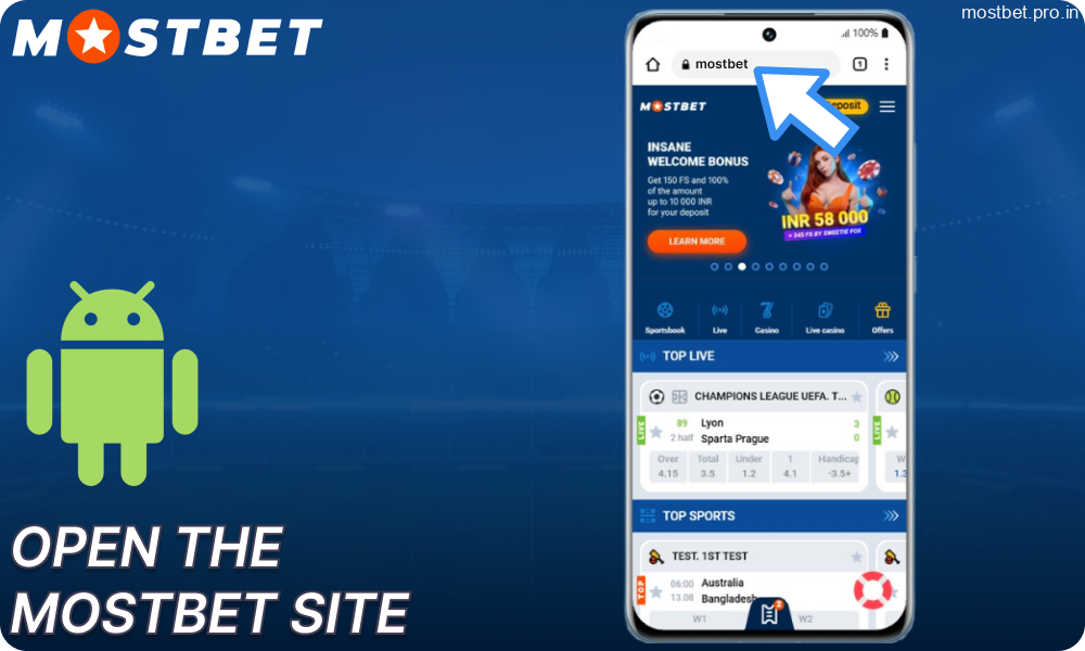 Open the Mostbet site