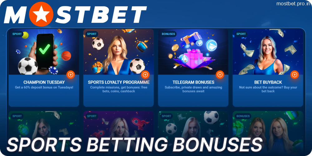 Sports betting bonuses available on Mostbet for players from India