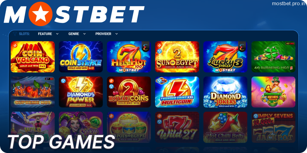The most popular games available on Mostbet for players from India